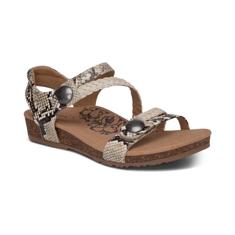 Aetrex Womens Jillian Braided Quarter Strap Sandals Snake - kvoa2rpvM